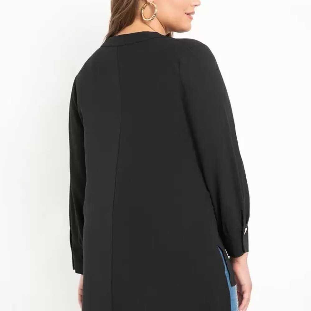 NWT ELOQUII Mandarin Collar Tunic Black Size 22 - Picture 3 of 3